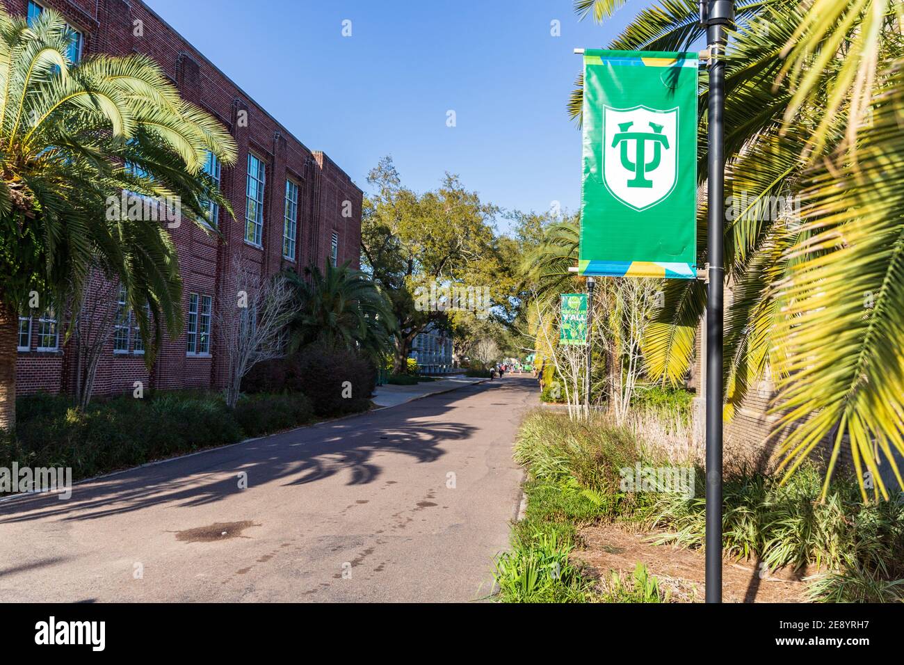 New Orleans, LA - January 31, 2021: Tulane University logo on banners on campus Stock Photo