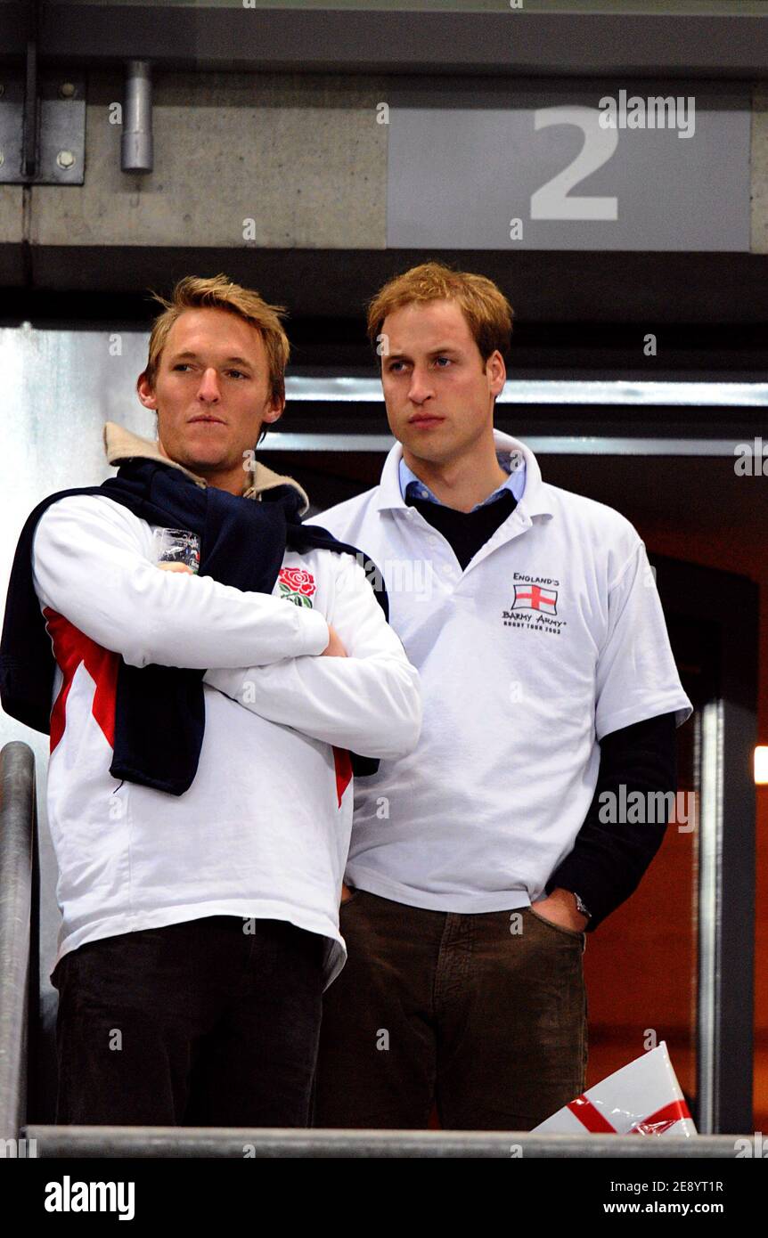 Prince William and friend attend the IRB Rugby World Cup 2007, Final, England vs South Africa at the Stade de France in Saint-Denis near Paris, France on October 20, 2007. Photo by Gouhier-Morton-Taamallah/Cameleon/ABACAPRESS.COM Stock Photo