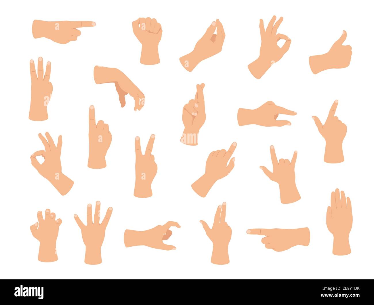Gesturing hand set. Hand with counting gestures sign. Interactive communication set Stock Vector