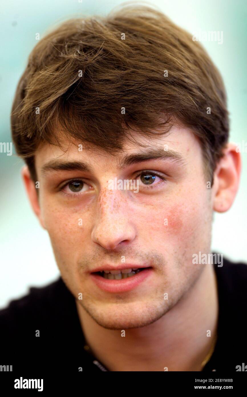 French figure skating champion Brian Joubert attends the press conference at the Palais