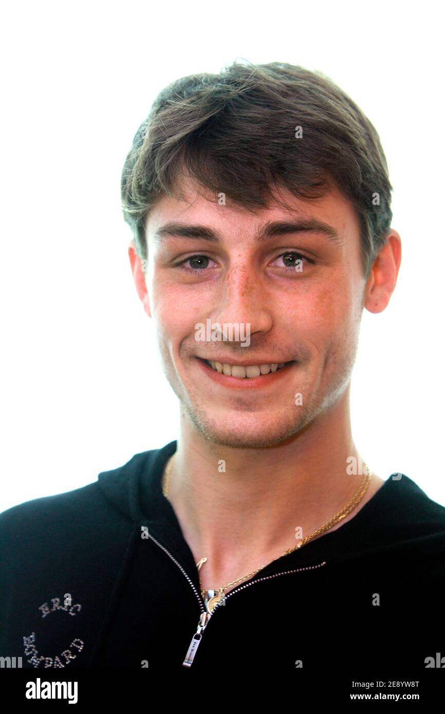 French figure skating champion Brian Joubert attends the press conference at the Palais
