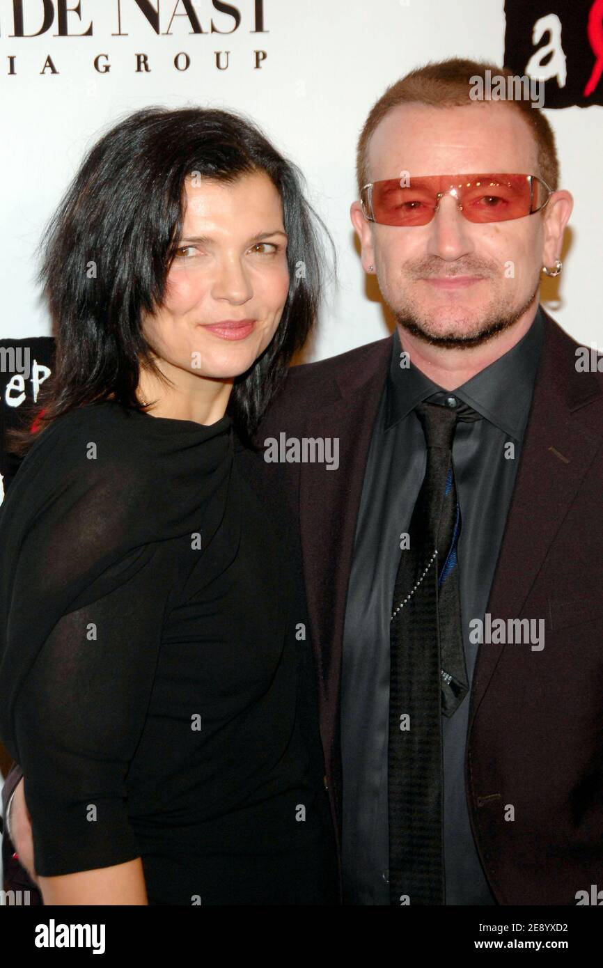 Ali Hewson and Bono arrive at the fourth annual Black Ball to benefit Keep A Child Alive, at Hammerstein Ballroom in New York City, NY, USA on October 25, 2007. Photo by Jim Rock/ABACAPRESS.COM Stock Photo