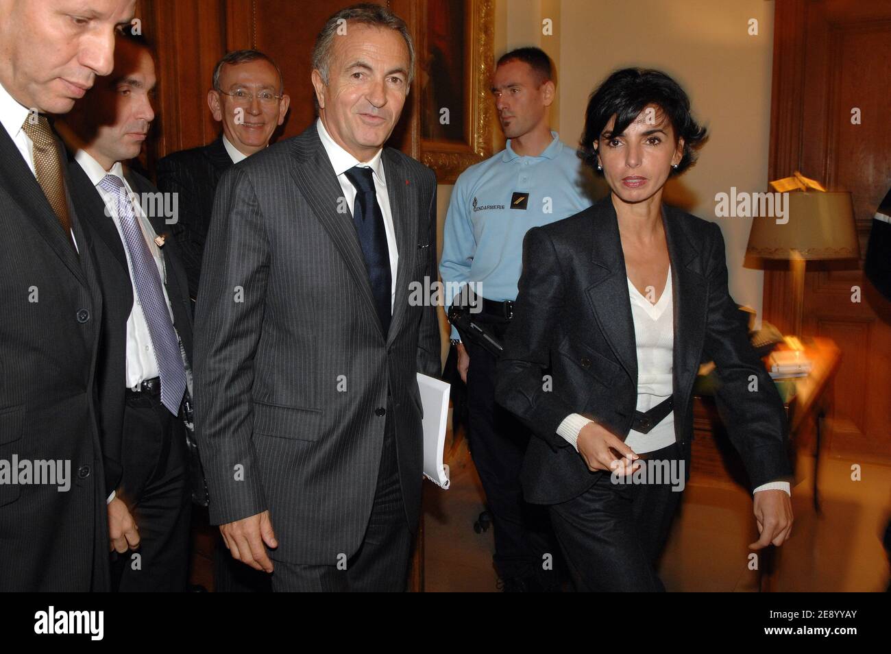 France's Minister of Justice Rachida Dati arrives at the Court law with the First President of Paris Court law, Jean-Claude Magendie, in Paris, France, on October 29, 2007. Photo by Christophe Guibbaud/ABACAPRESS.COM Stock Photo