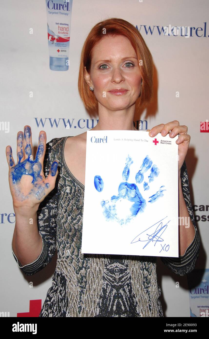 Actress Cynthia Nixon helps unveil Curel Skin Care's Helping Hands Wall to benefit the American Red Cross at Time Warner Center in New York City, NY, USA on November 1, 2007. Photo by Gregorio Binuya/ABACAPRESS.COM Stock Photo