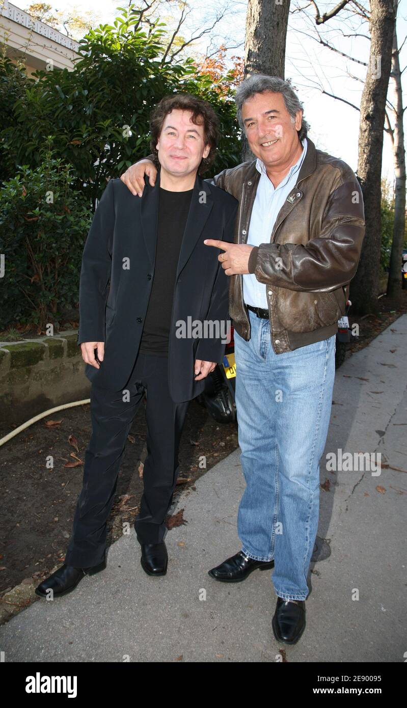 EXCLUSIVE - Bernard Minet and Claude Chamboisier from Les Muscles and cast  member of Club Dorothee leave the taping of TV show 'Vivement Dimanche'  held at Studio Gabriel in Paris, France on