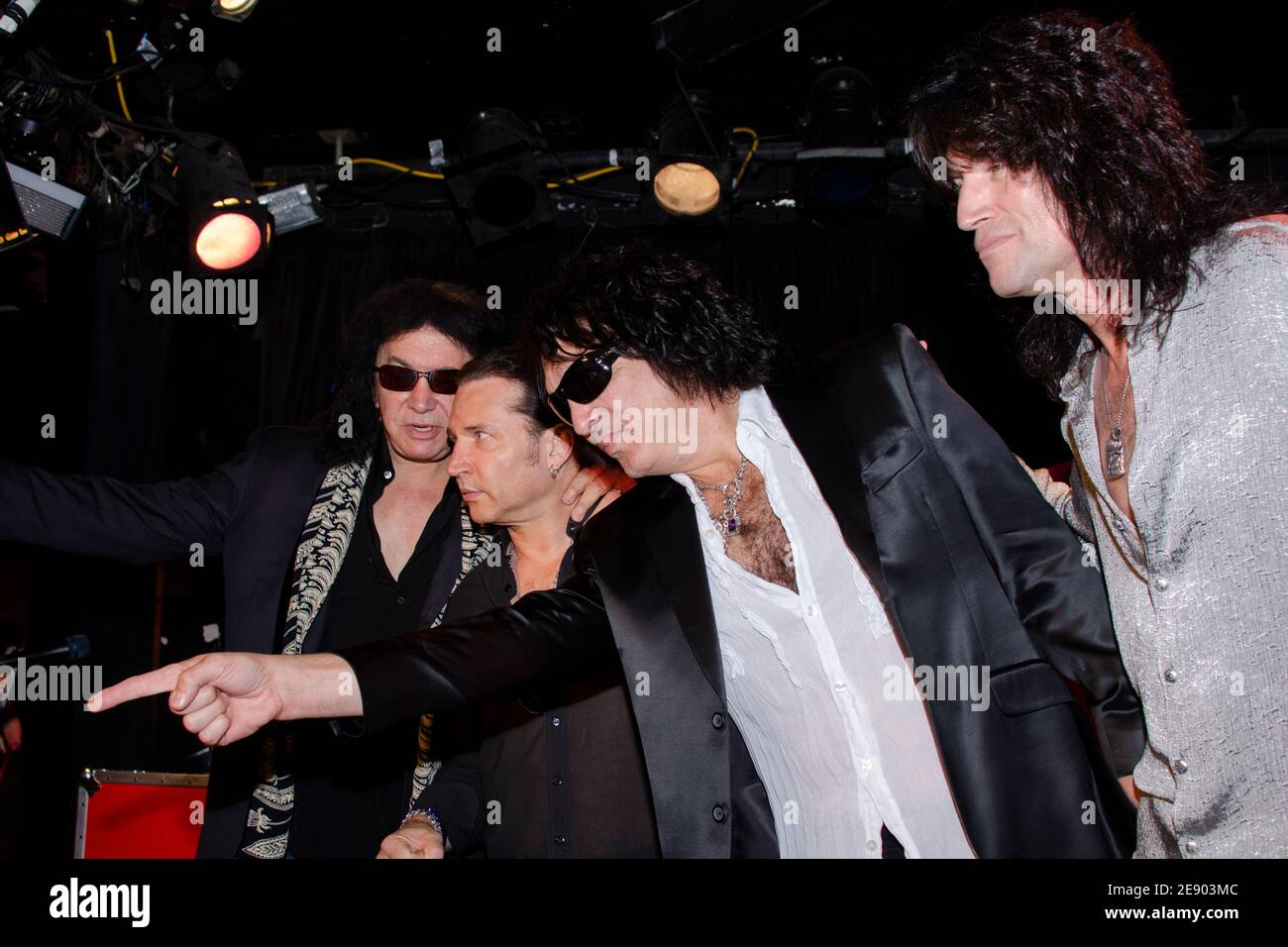 August 21, 2012: (L-R) Gene Simmons, Eric Singer, Paul Stanley and Tommy Thayer of the Rock Band KISS attend the launch of the KISS Monster Book. (Credit Image: © Billy Bennight/ZUMA Wire) Stock Photo