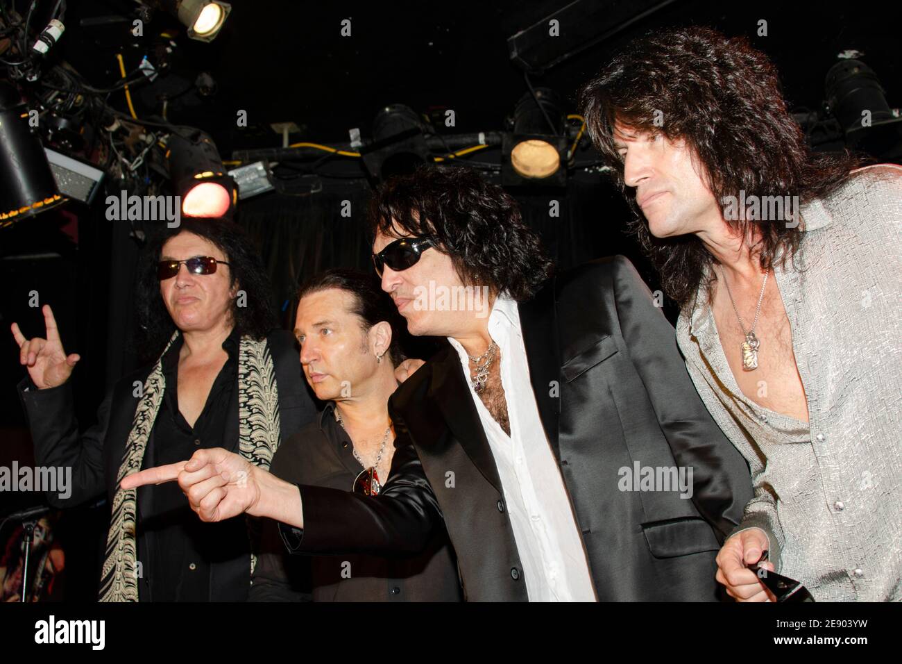 August 21, 2012: (L-R) Gene Simmons, Eric Singer, Paul Stanley and Tommy Thayer of the Rock Band KISS attend the launch of the KISS Monster Book. (Credit Image: © Billy Bennight/ZUMA Wire) Stock Photo