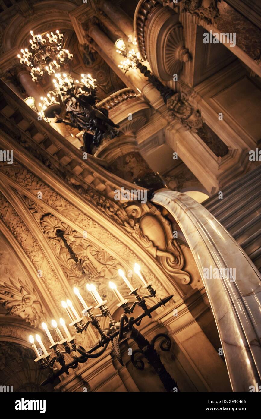 Interiors of Opera de Paris. Palais Garnier. Stock Photo