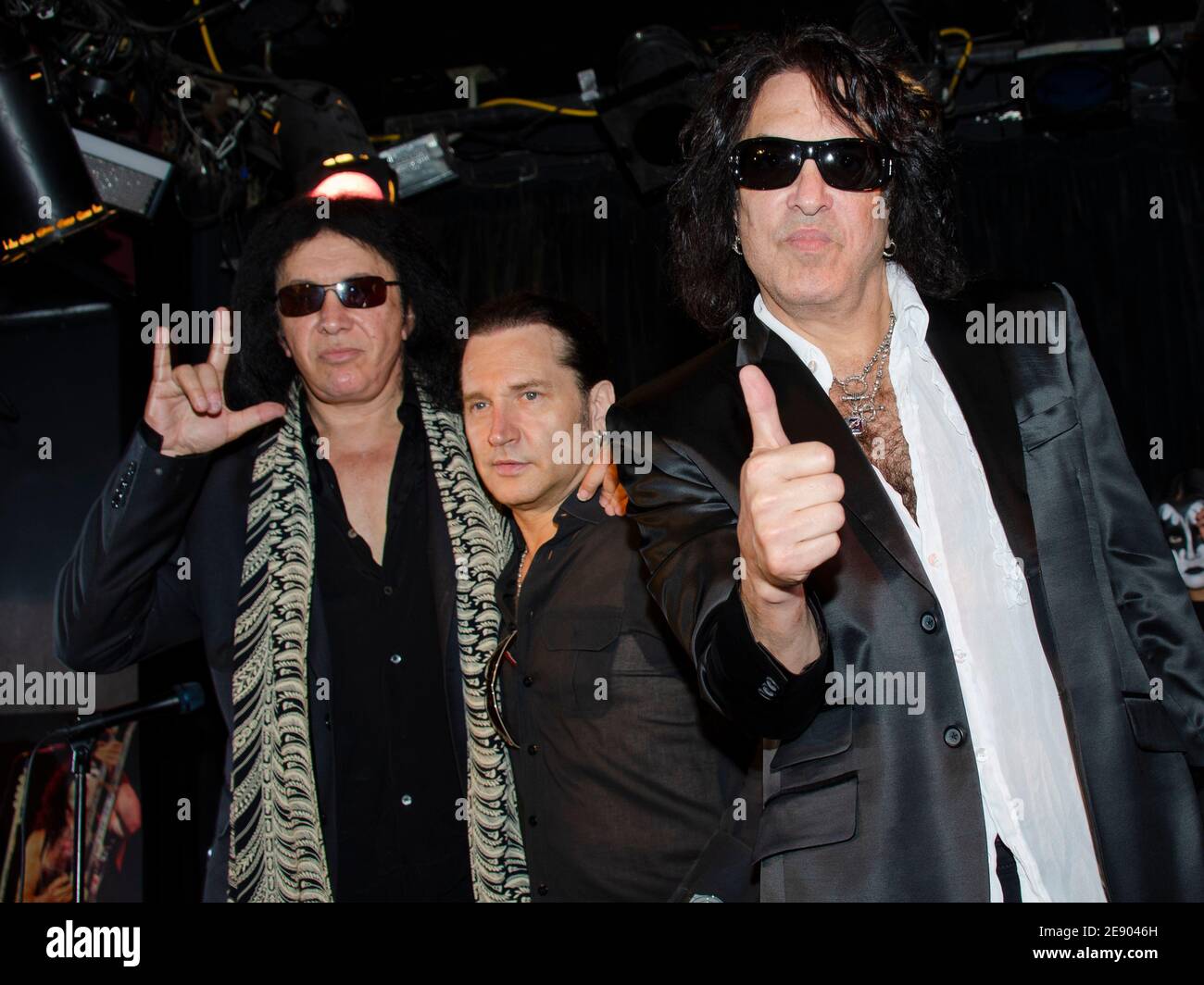 August 21, 2012: (L-R) Gene Simmons, Eric Singer and Paul Stanley of the Rock Band KISS attend the launch of the KISS Monster Book. (Credit Image: © Billy Bennight/ZUMA Wire) Stock Photo