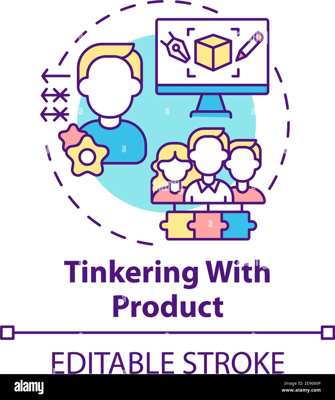 Tinkering with product concept icon Stock Vector