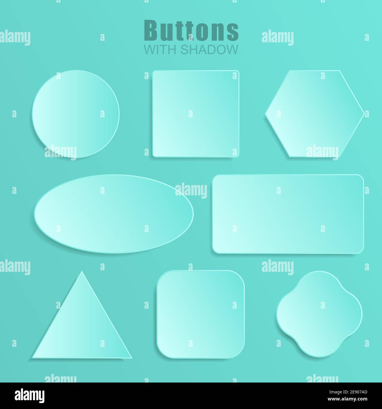 Vector realistic Matted turquoise color Web buttons symbol set isolated on a turquoisebackground. EPS 10 Stock Vector