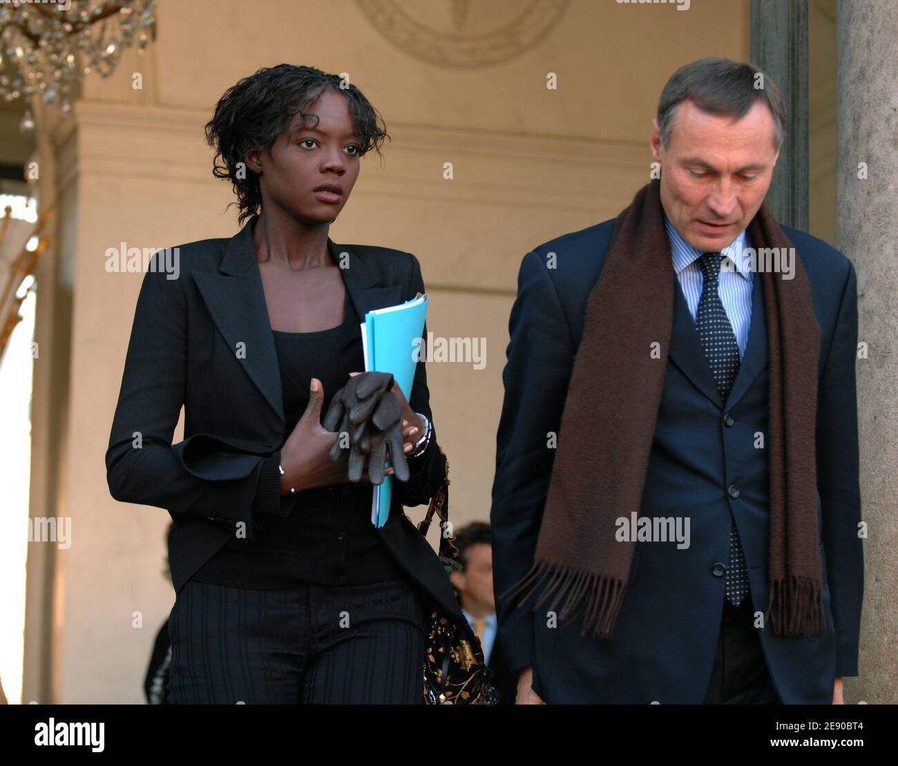 Rama Yade leaves the weekly Ministers council held at the Elysee Palace in Paris, France, on November 28, 2007. Photo by Nicolas Khayat/ABACAPRESS.COM Stock Photo