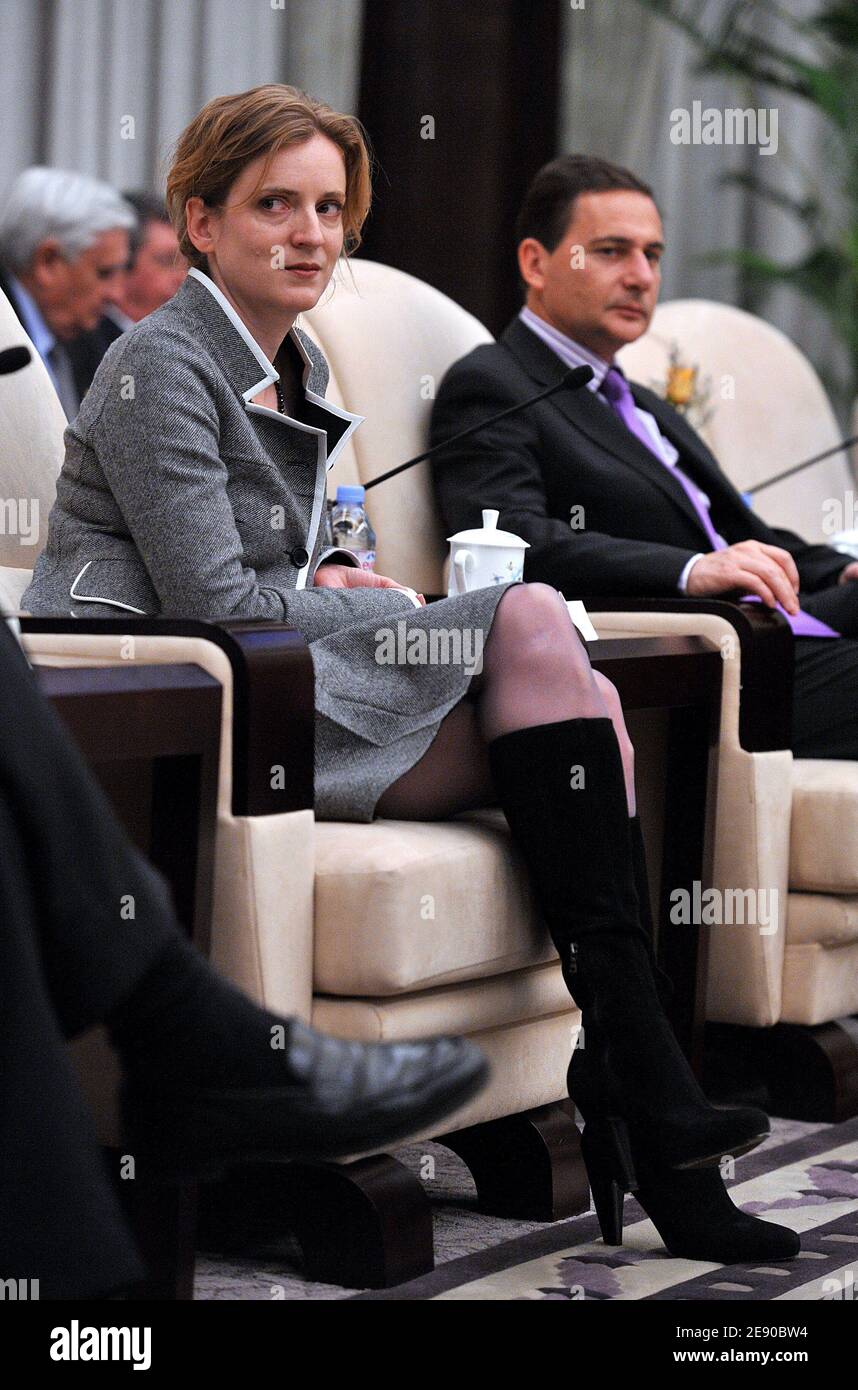 Nathalie Kosciusko-Morizet and Eric Besson attend the French President  Nicolas Sarkozy and Shanghai Communist Party Secretary Yu Zhengsheng's  meeting before the signing ceremony between Shanghai Shentong Metro. Co.,  Ltd and French Alstom