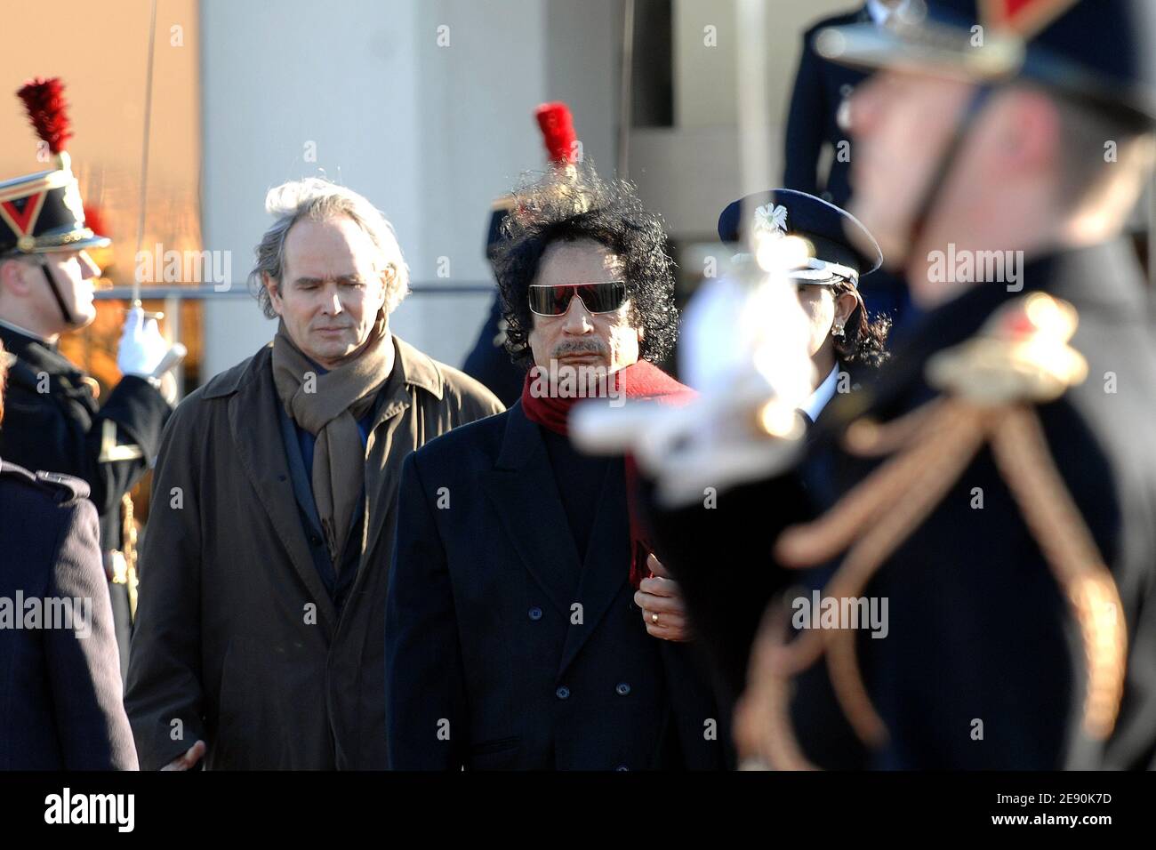 Libyan leader Moammar Gadhafi leaves Orly airport, near Paris, France on December 15, 2007, after a 5-days controversial visit. Photo by Ammar Abd Rabbo/ABACAPRESS.COM Stock Photo