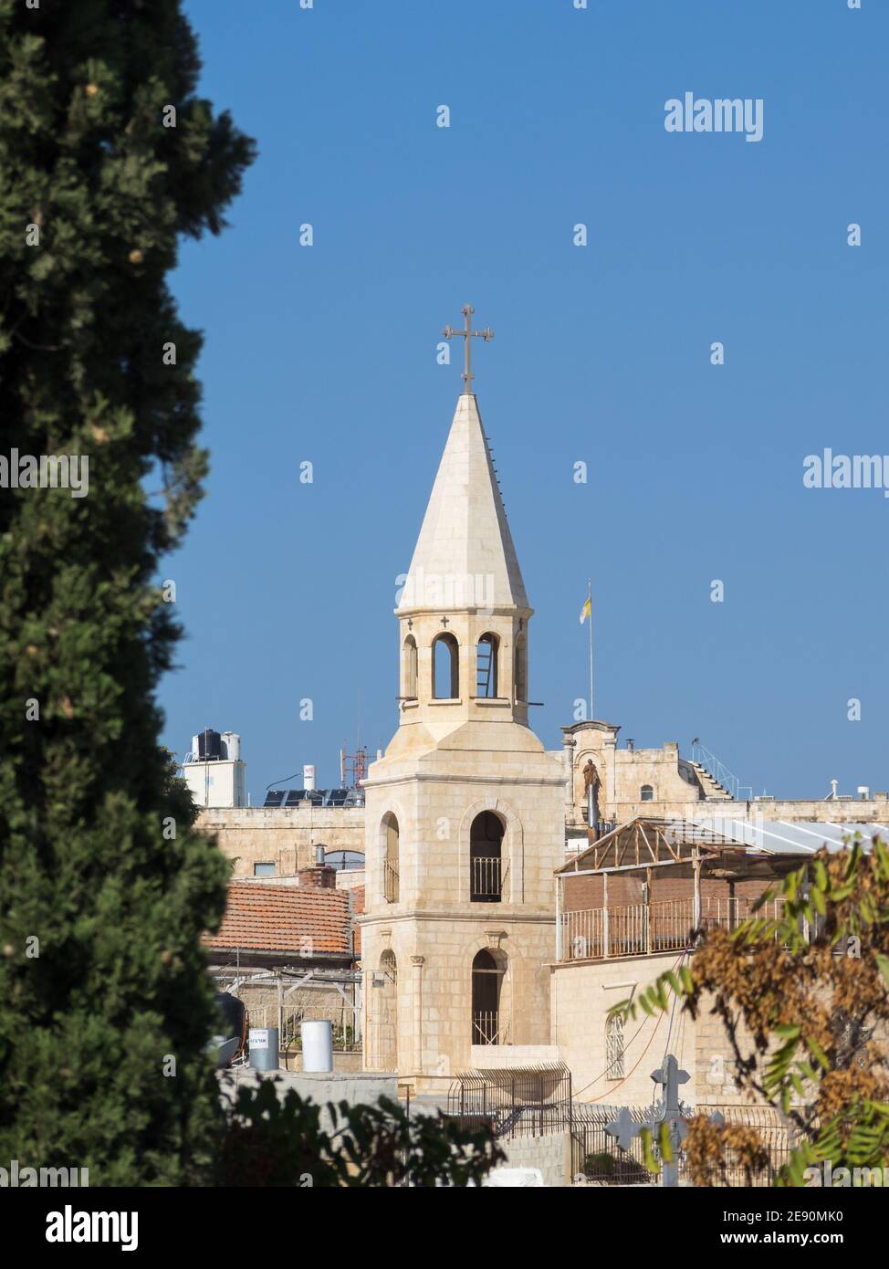 Old Jerusalem roofs and bell tower Stock Photo