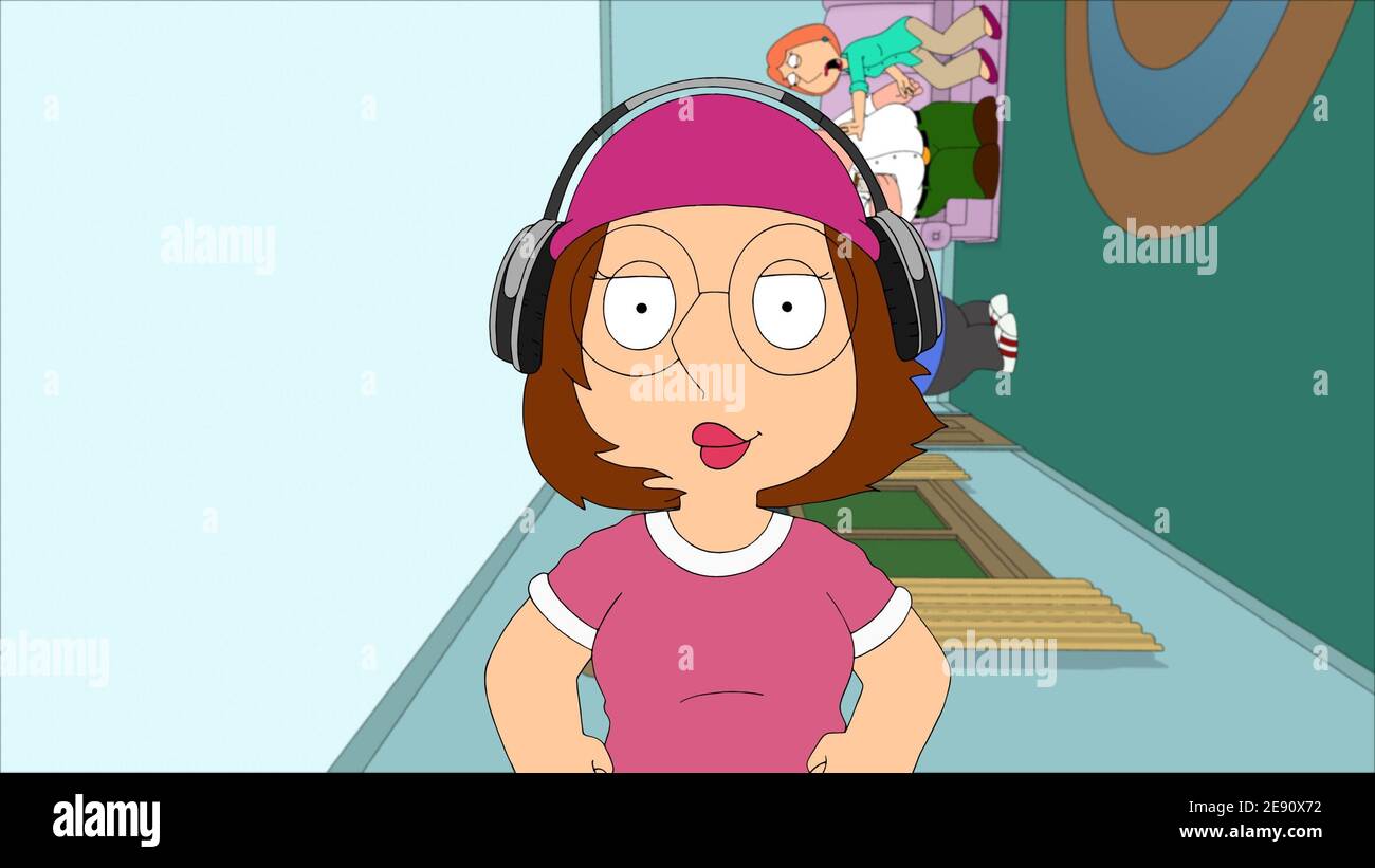 FAMILY GUY, foreground Meg Griffin (voice Mila Kunis); background from top Lois Griffin