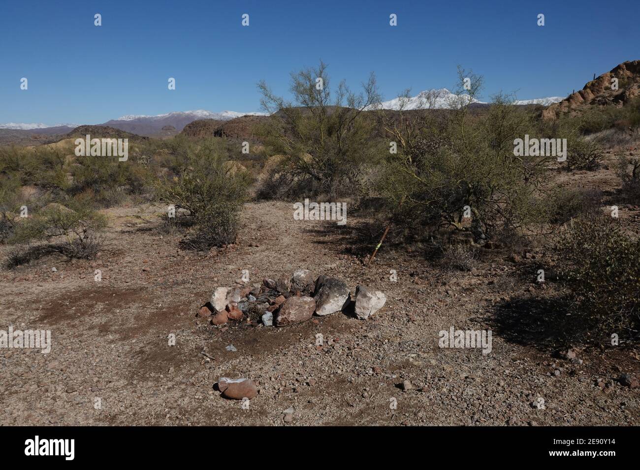 An Abandoned Fire Pit In The Arizona Desert Wilderness Outside Of Phoenix Az Stock Photo Alamy