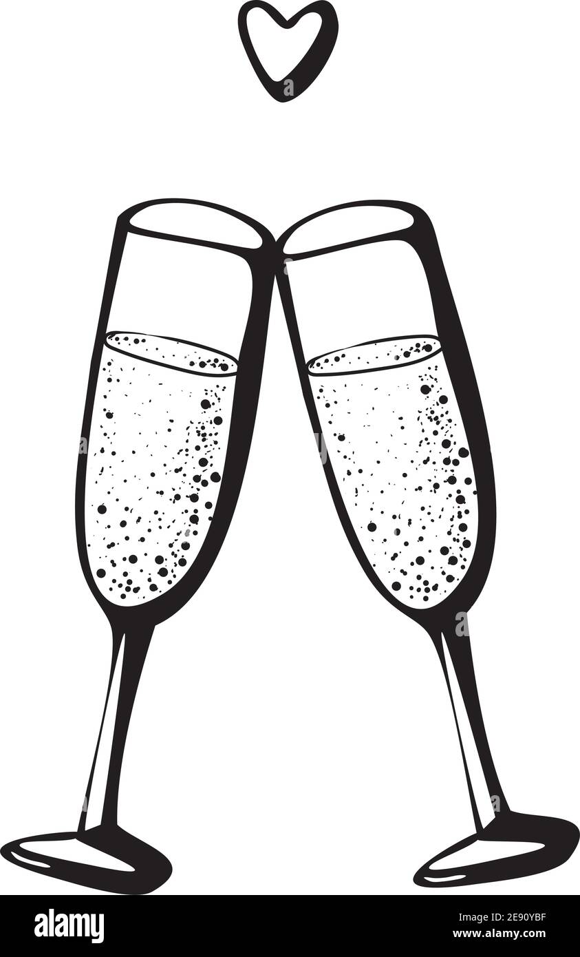 Champagne Clip Art Black And White