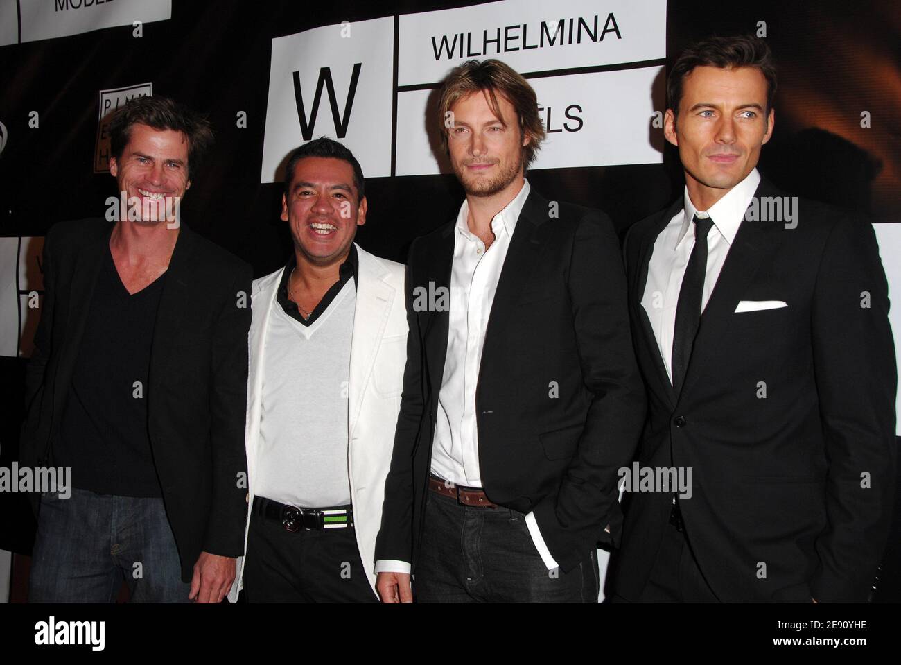 (L-R) Model Mark Vanderloo, President of Wilhelmina Models Sean Patterson, model Gabriel Aubry, and model Alex Lundqvist attend the 40th Anniversary of Wilhelmina Models held at The Angel Orensanz Foundation in New York City, USA on November 29, 2007. Photo by Gregorio Binuya/ABACAUSA.COM (Pictured: Mark Vanderloo, Sean Patterson, Gabriel Aubry, Alex Lundqvist) Stock Photo