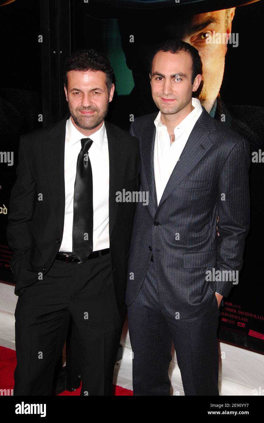 (L-R) Writer Khalid Hosseini and actor Khalid Abdalla arrive at Paramount Vantage Presents The Premiere Of 'There Will Be Blood' at the Ziegfeld Theater in New York City, USA on December 10, 2007. Photo by Gregorio Binuya/ABACAUSA.COM (Pictured : Khalid Hosseini, Khalid Abdalla) Stock Photo
