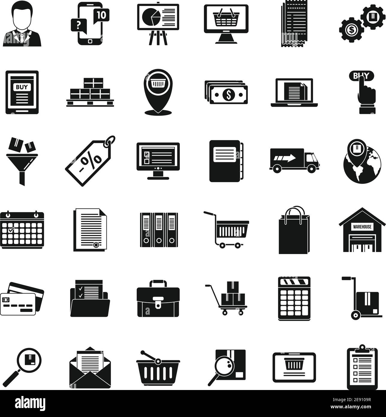 Purchasing Manager finance icons set, simple style Stock Vector Image ...