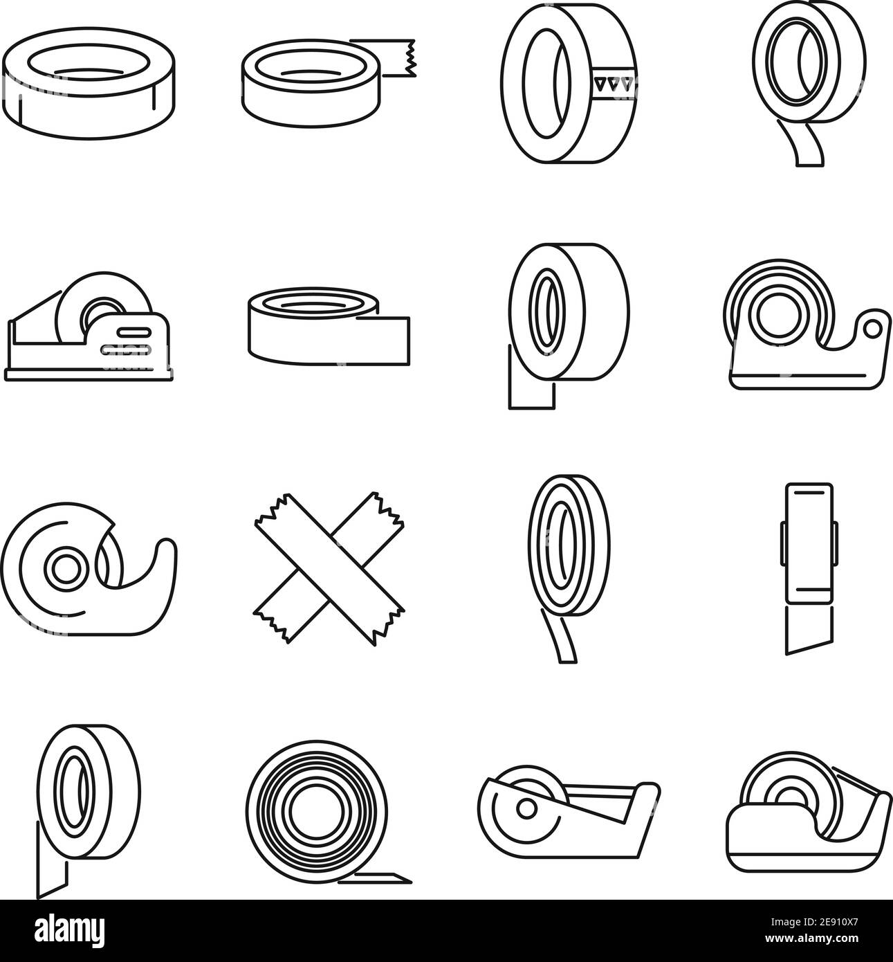 Scotch tape office icons set, outline style Stock Vector Image & Art