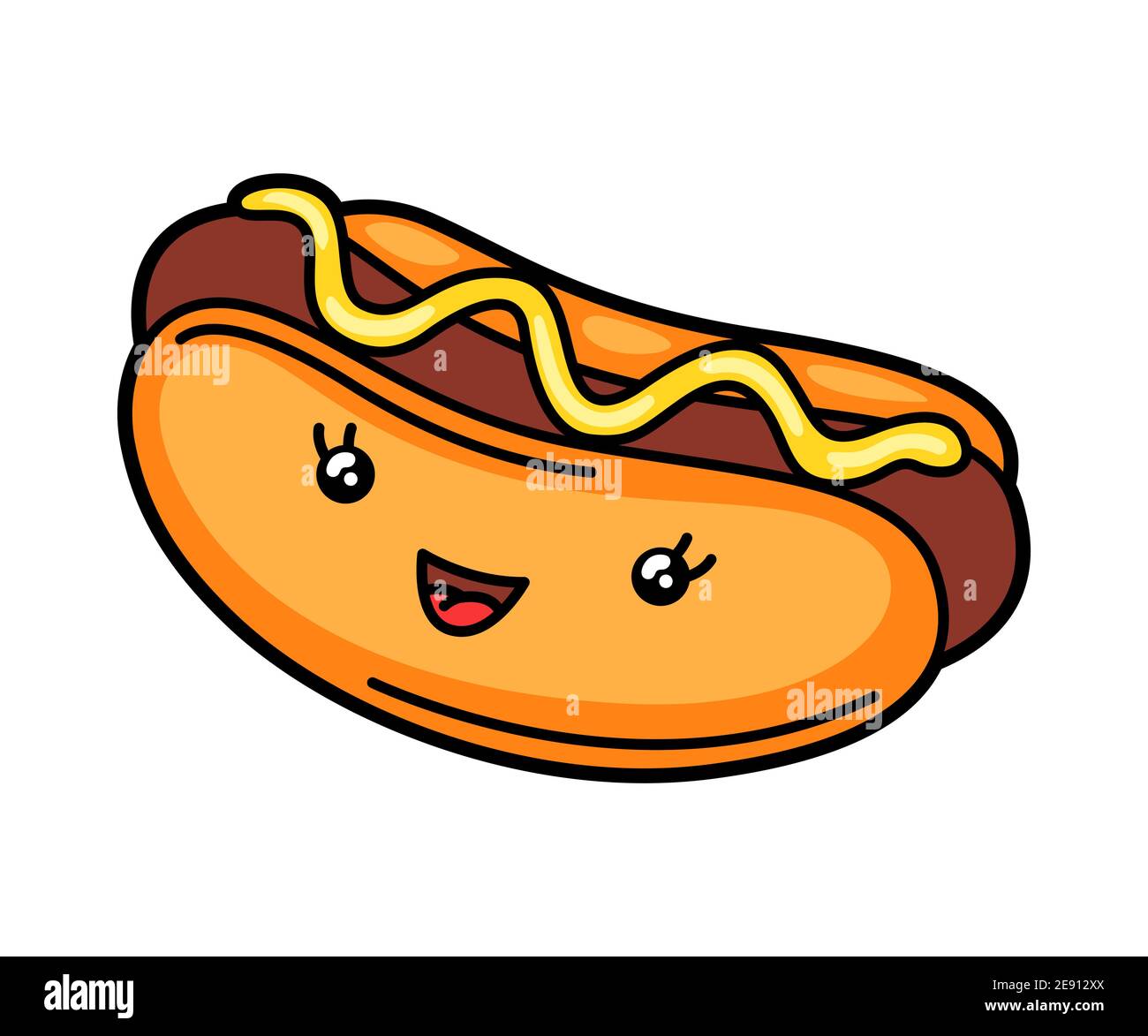 Kawaii illustration of hot dog. Stock Vector