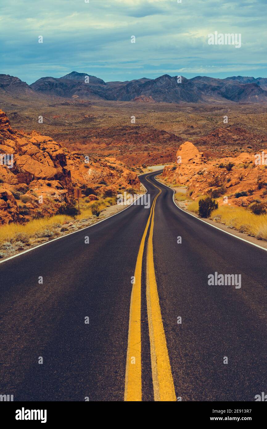 Classic american southwest road during a road trip to famous national parks  - Scenic Drive, Valley of Fire State Park - United States Stock Photo -  Alamy
