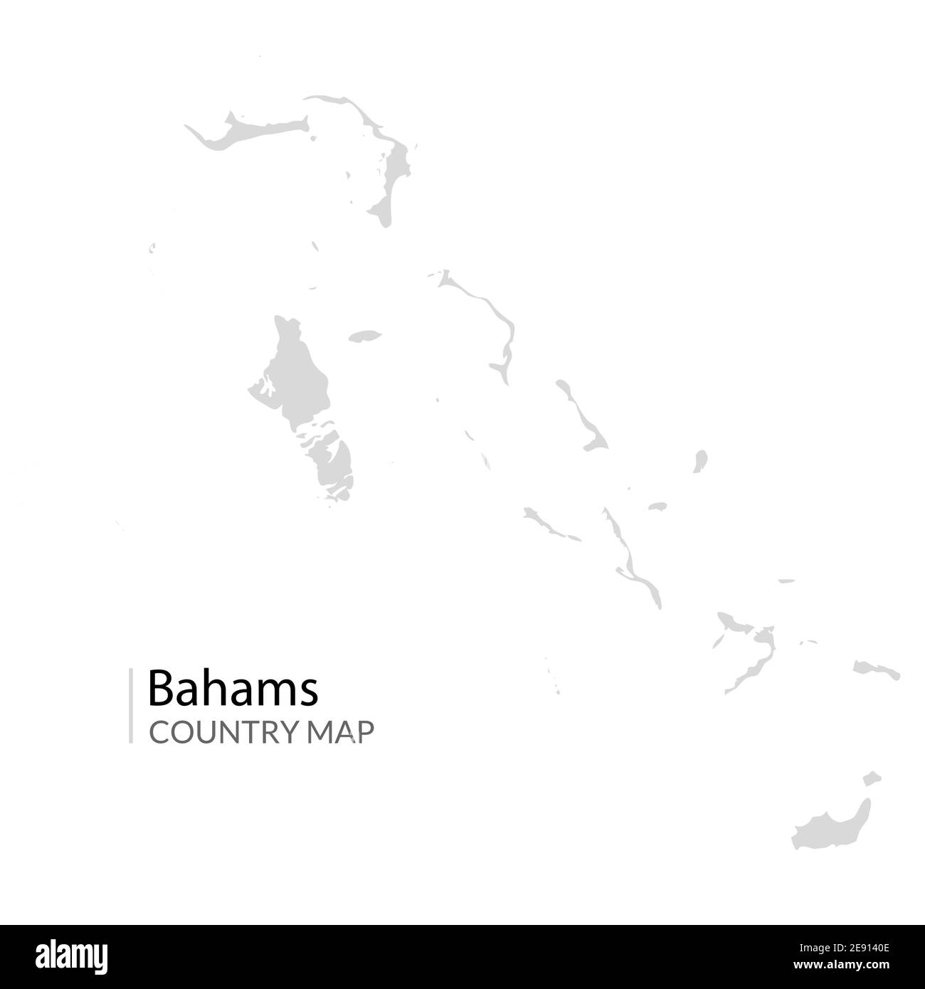 Bahams vector map. Nassau caribbean island country. Bahama map illustration Stock Vector