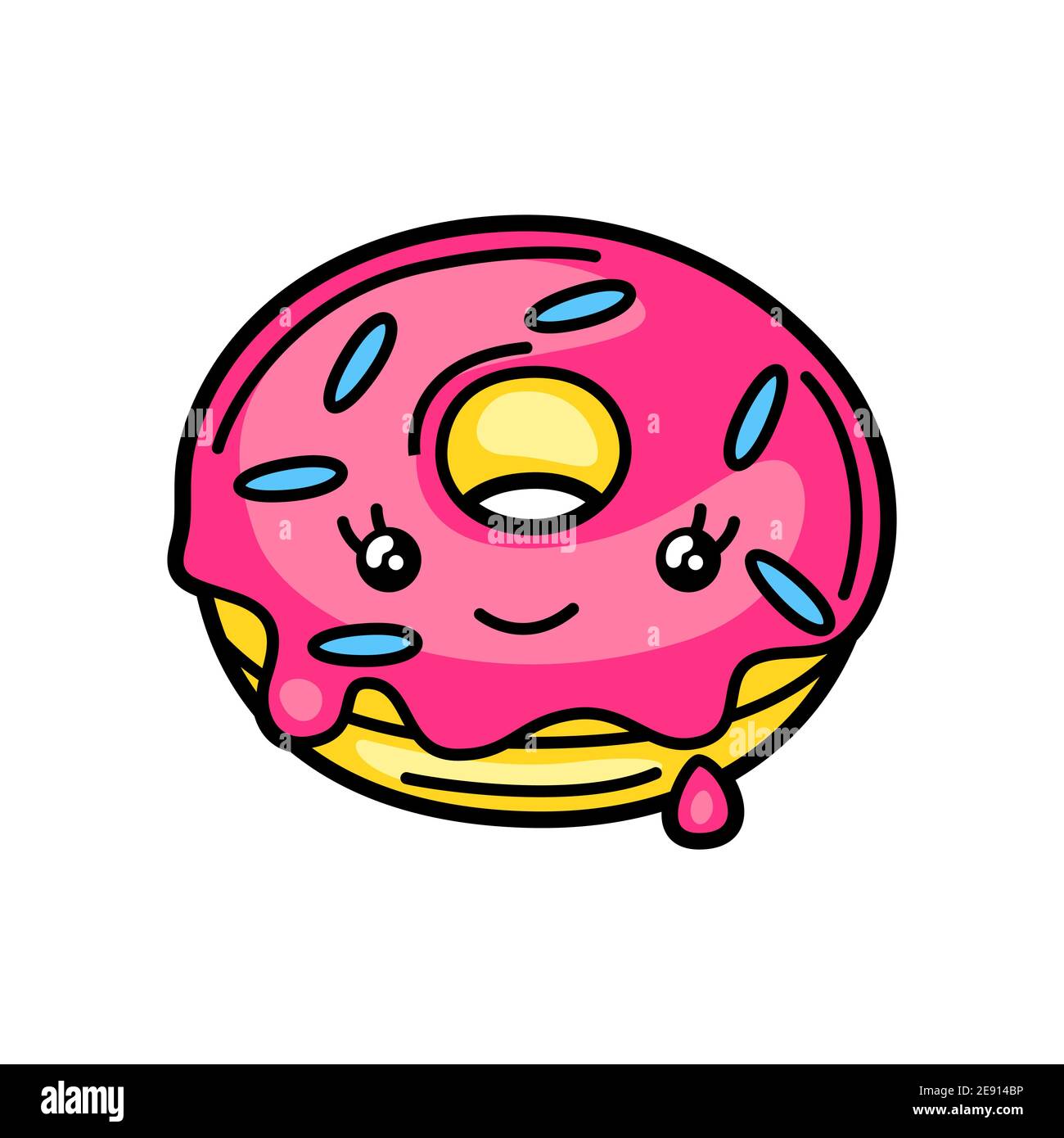 Kawaii illustration of donut. Stock Vector
