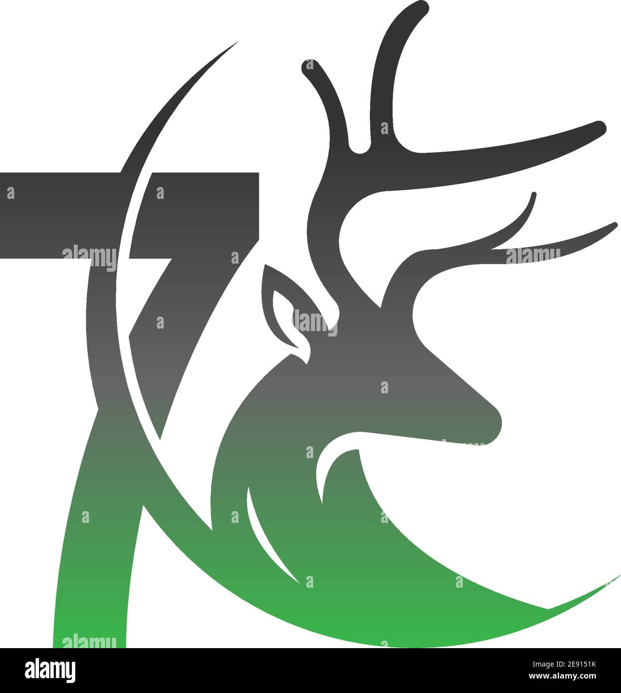 Number 7 icon logo with deer illustration design vector Stock Vector