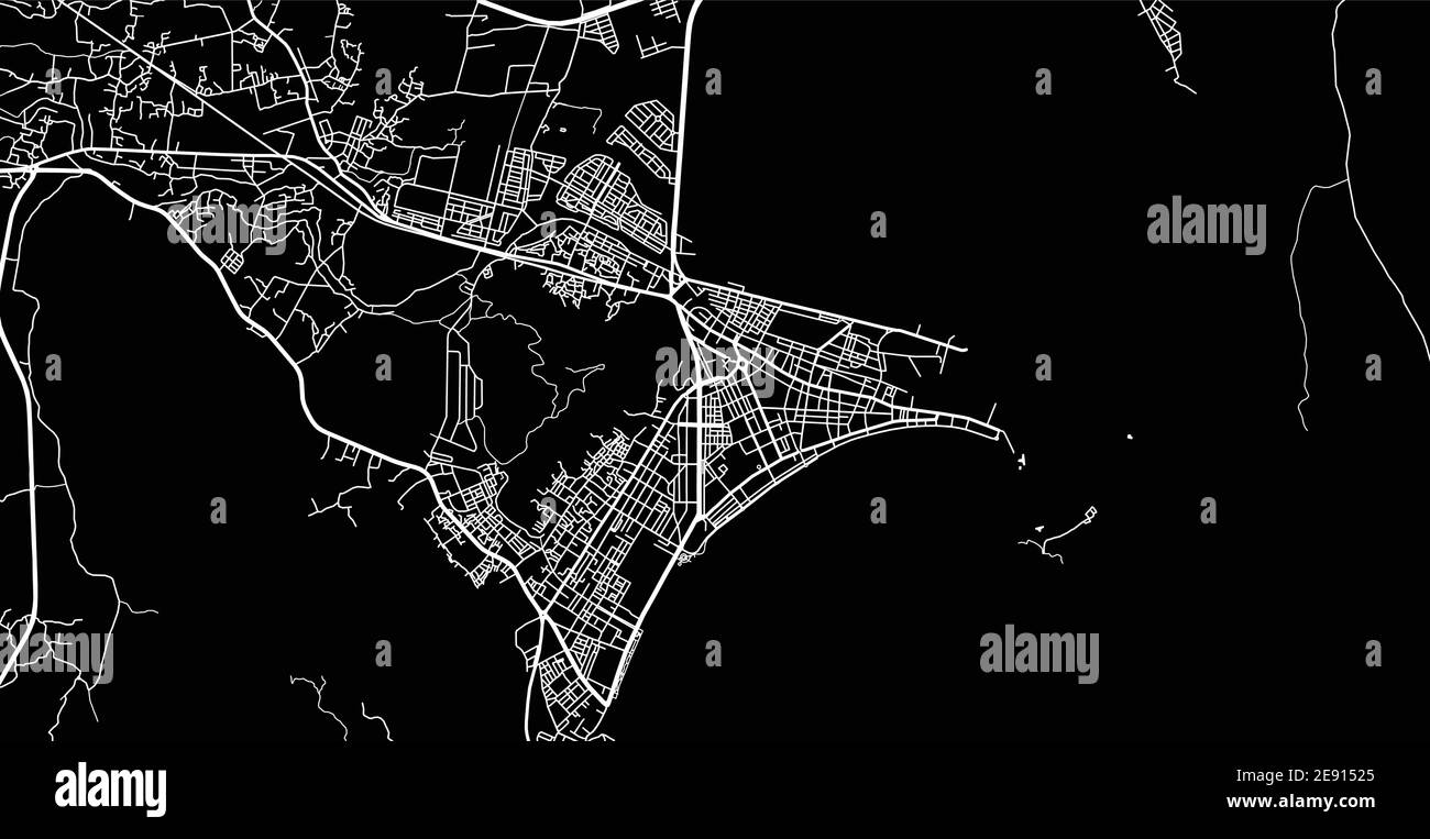 Vector aerial city road map of Qui Nhon, Vietnam Stock Vector