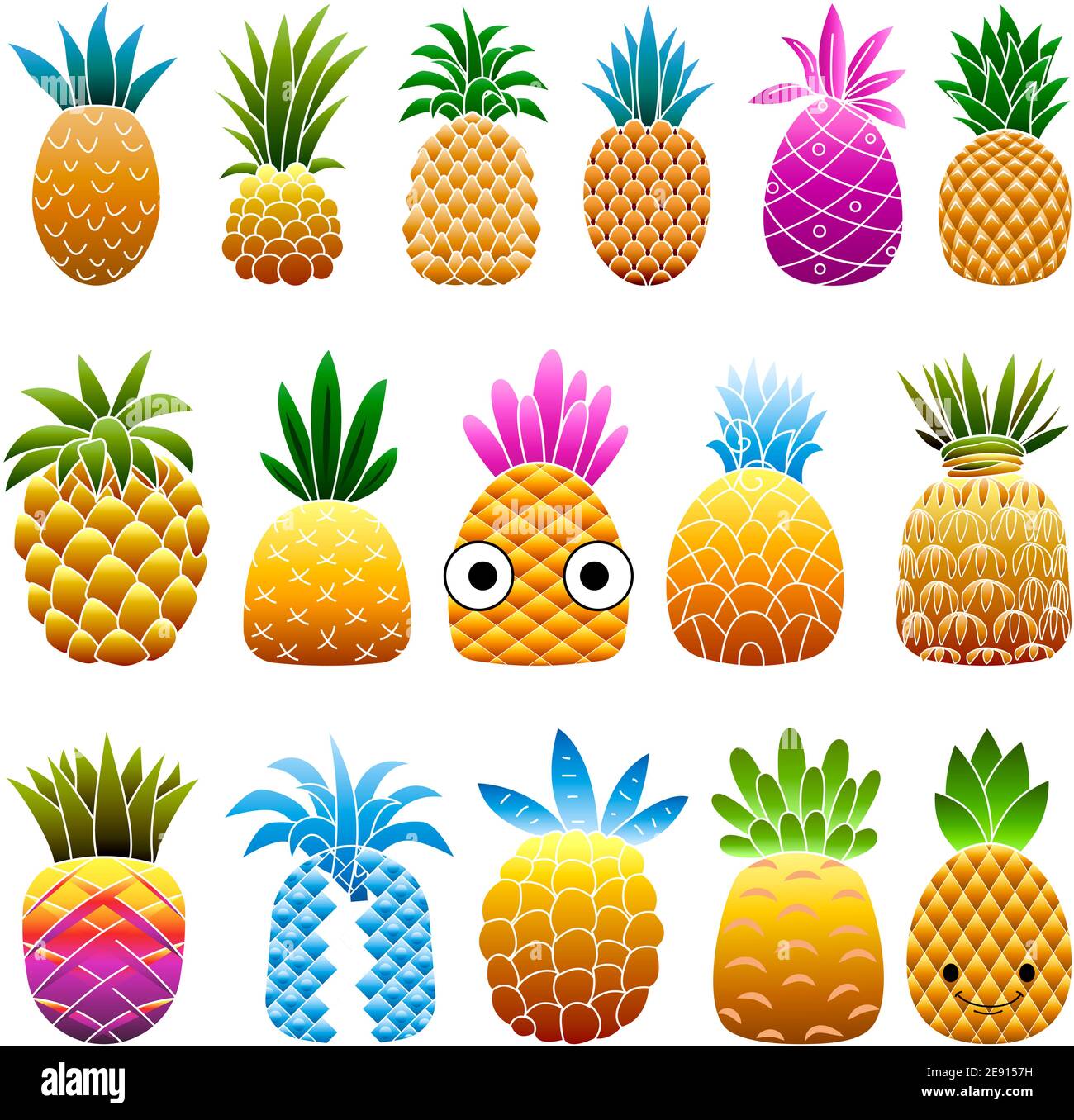 Pineapple icons set, cartoon style Stock Vector Image & Art - Alamy