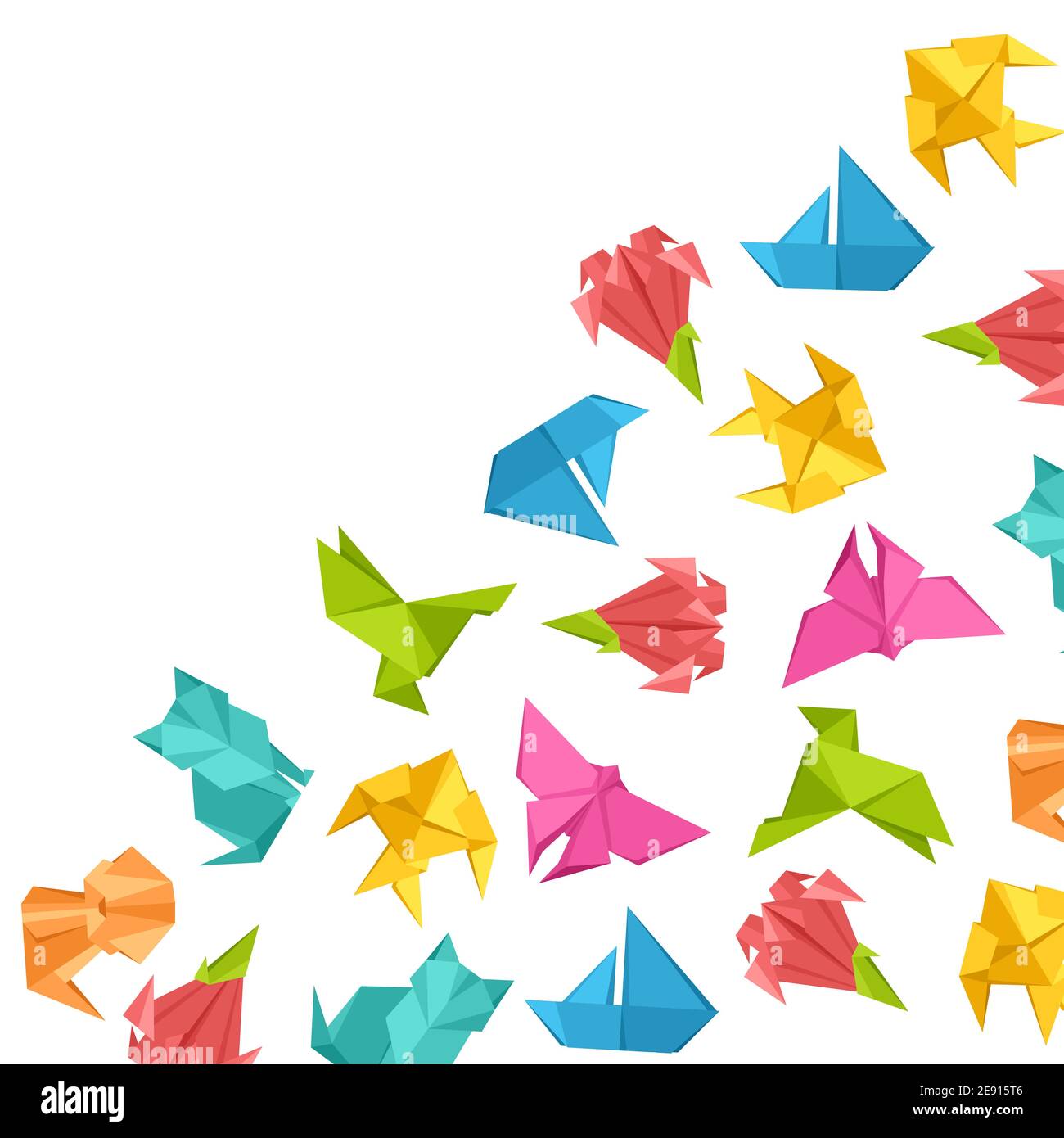 Background with origami toys. Stock Vector