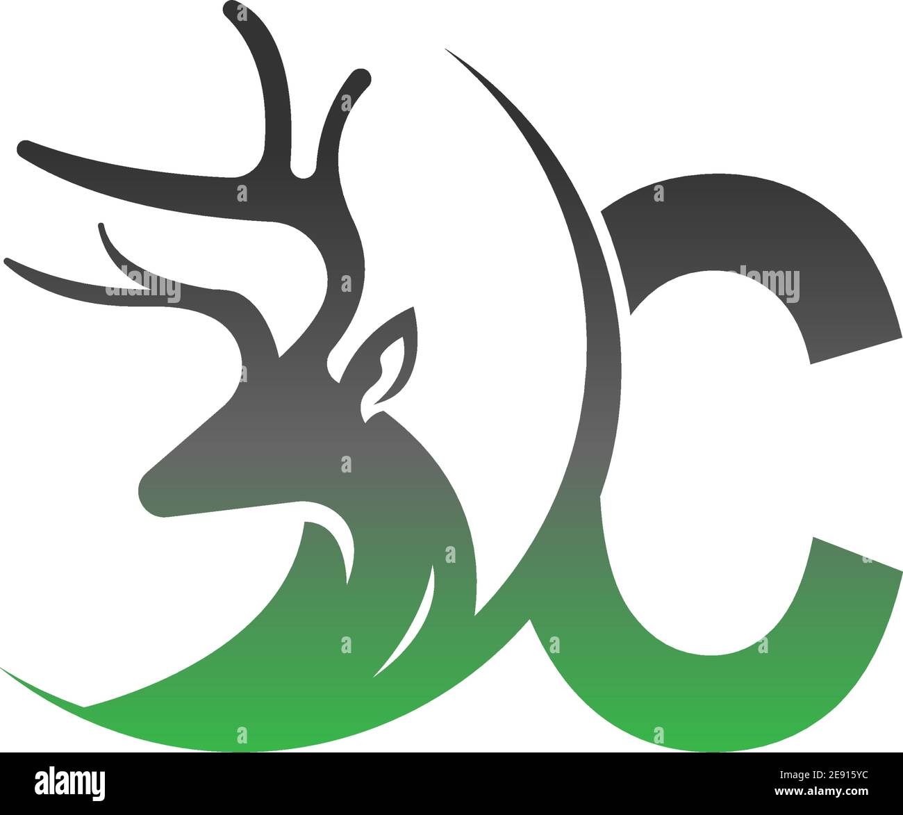 Letter C icon logo with deer illustration design vector Stock Vector