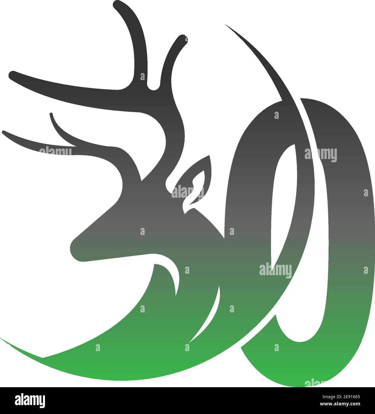 Number Zero icon logo with deer illustration design vector Stock Vector