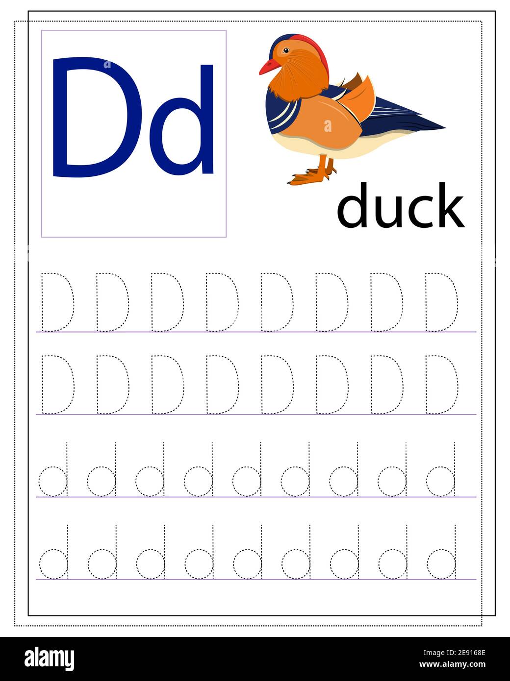 A worksheet for children with the letter D to learn the English With Letter D Worksheet For Preschool