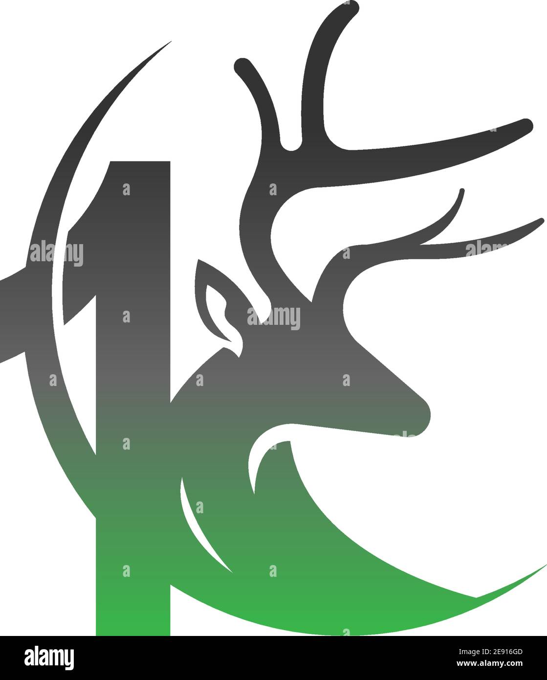 Number 1 icon logo with deer illustration design vector Stock Vector