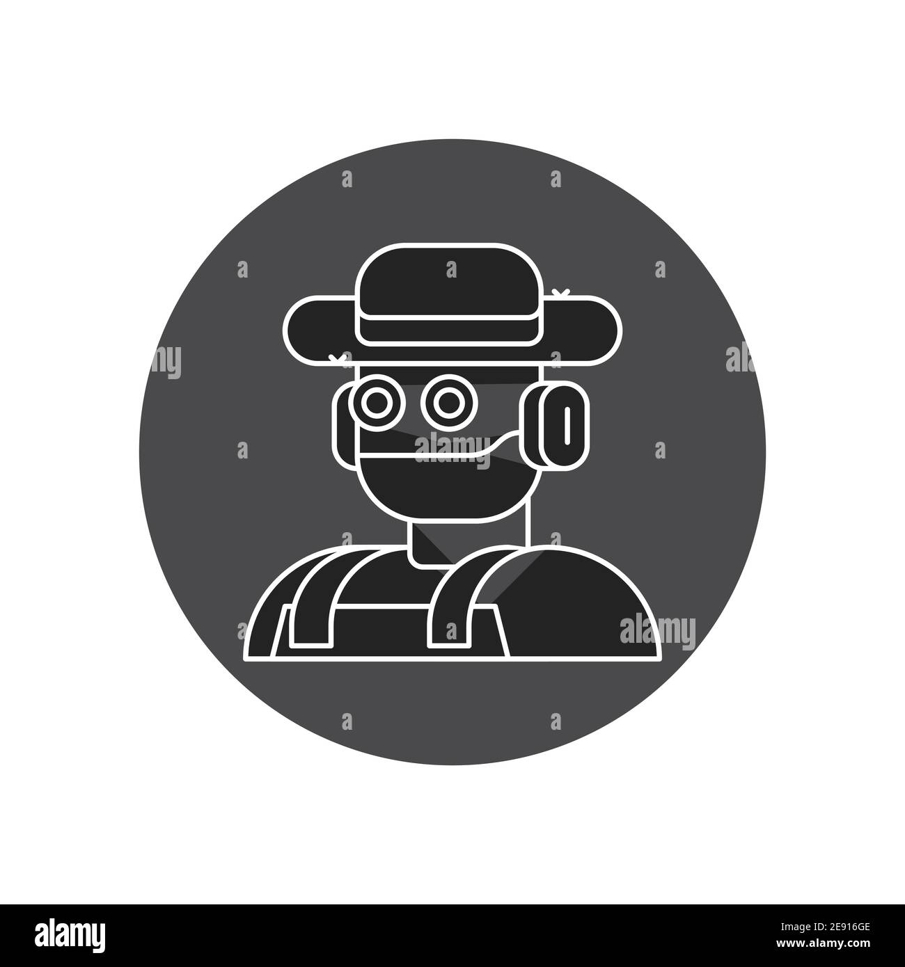 Futuristic robot farmer black glyph icon . Agricultural IOT. Smart farming black linear icon. Sign for web page, app. UI UX GUI design element. Editab Stock Vector
