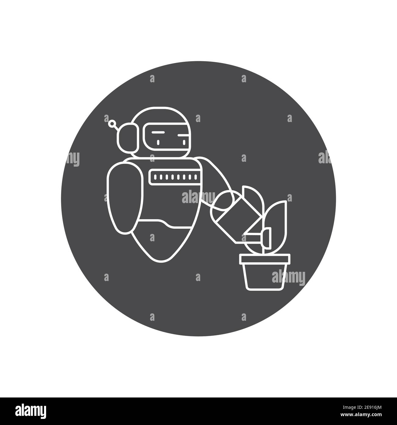 Futuristic robot automation to increase efficiency black glyph icon. Checking plants. Agricultural IOT. Sign for web page, app. UI UX GUI design eleme Stock Vector