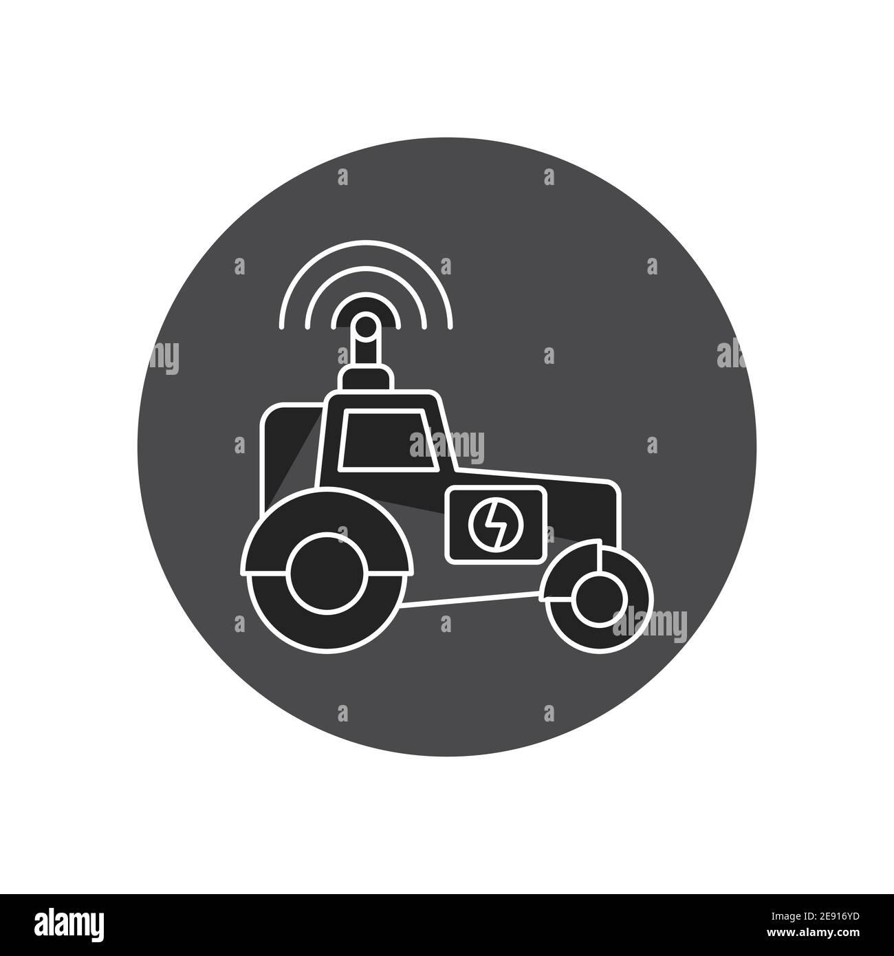 Farming tractor black glyph icon. Smart farming. Heavy agricultural machinery for field work. Agriculture vehicle. Sign for web page, app. UI UX GUI d Stock Vector