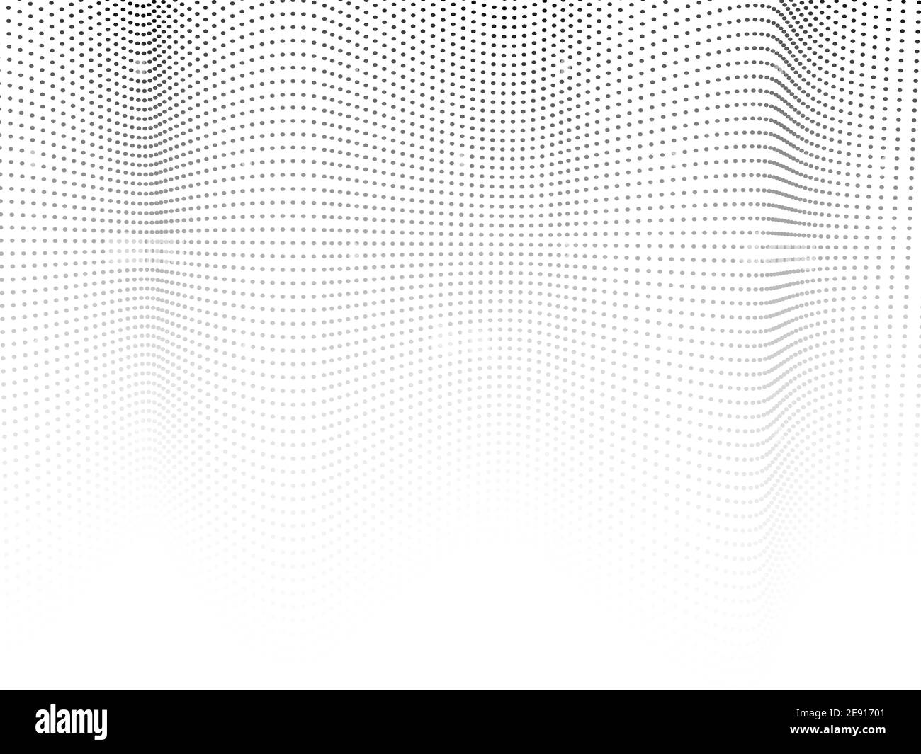 Gray spots, white background. Halftone textured pattern. Dotted undulating lines. Monochrome op art design. Vector waves. Abstract tech concept. EPS10 Stock Vector