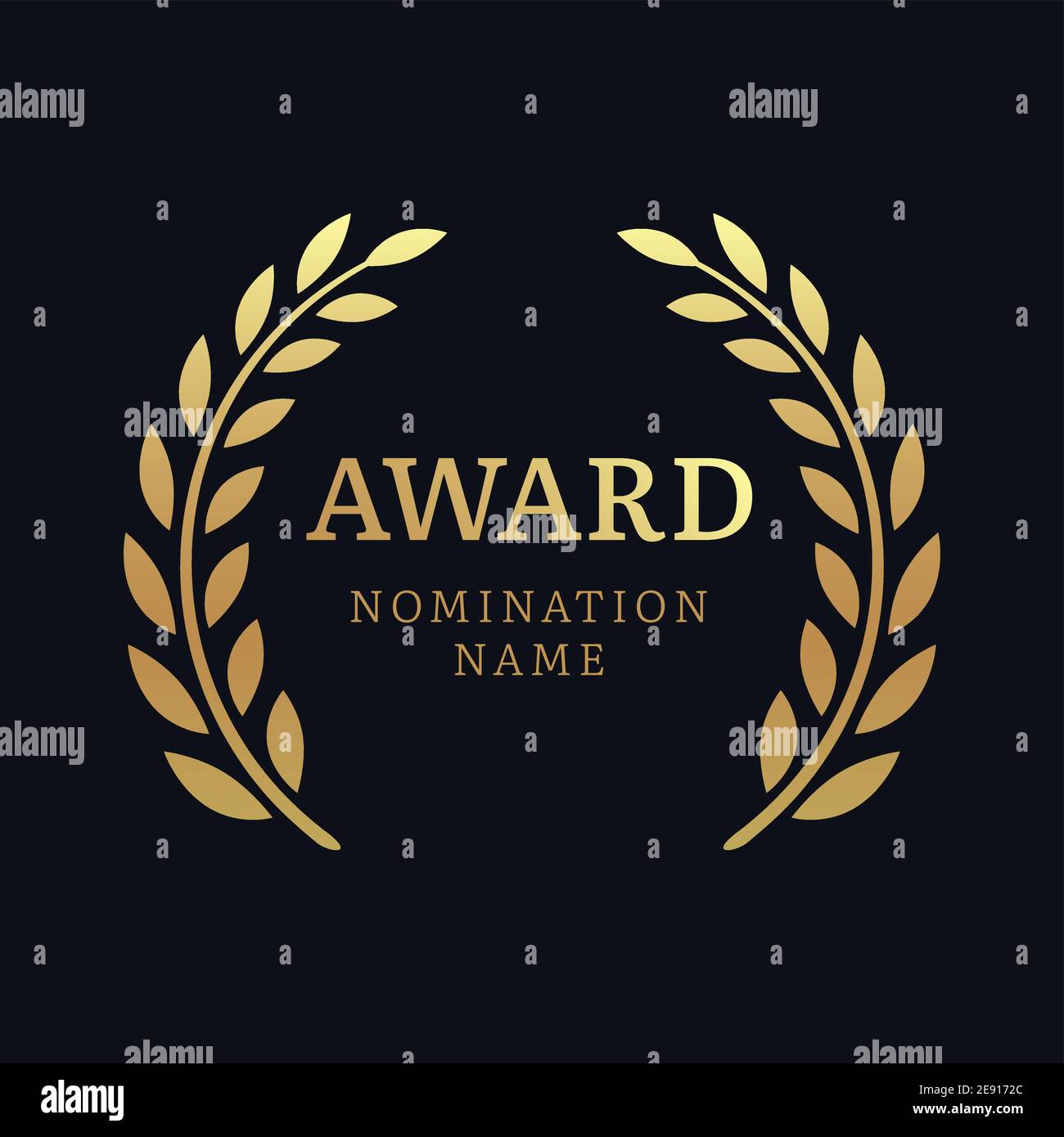 Award laurel vector logo poster. Gold win award icon design emblem nomination Stock Vector