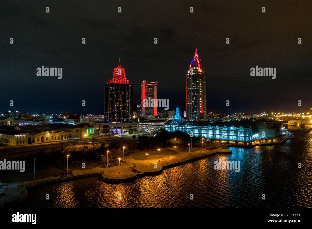 Downtown Mobile at night Stock Photo - Alamy