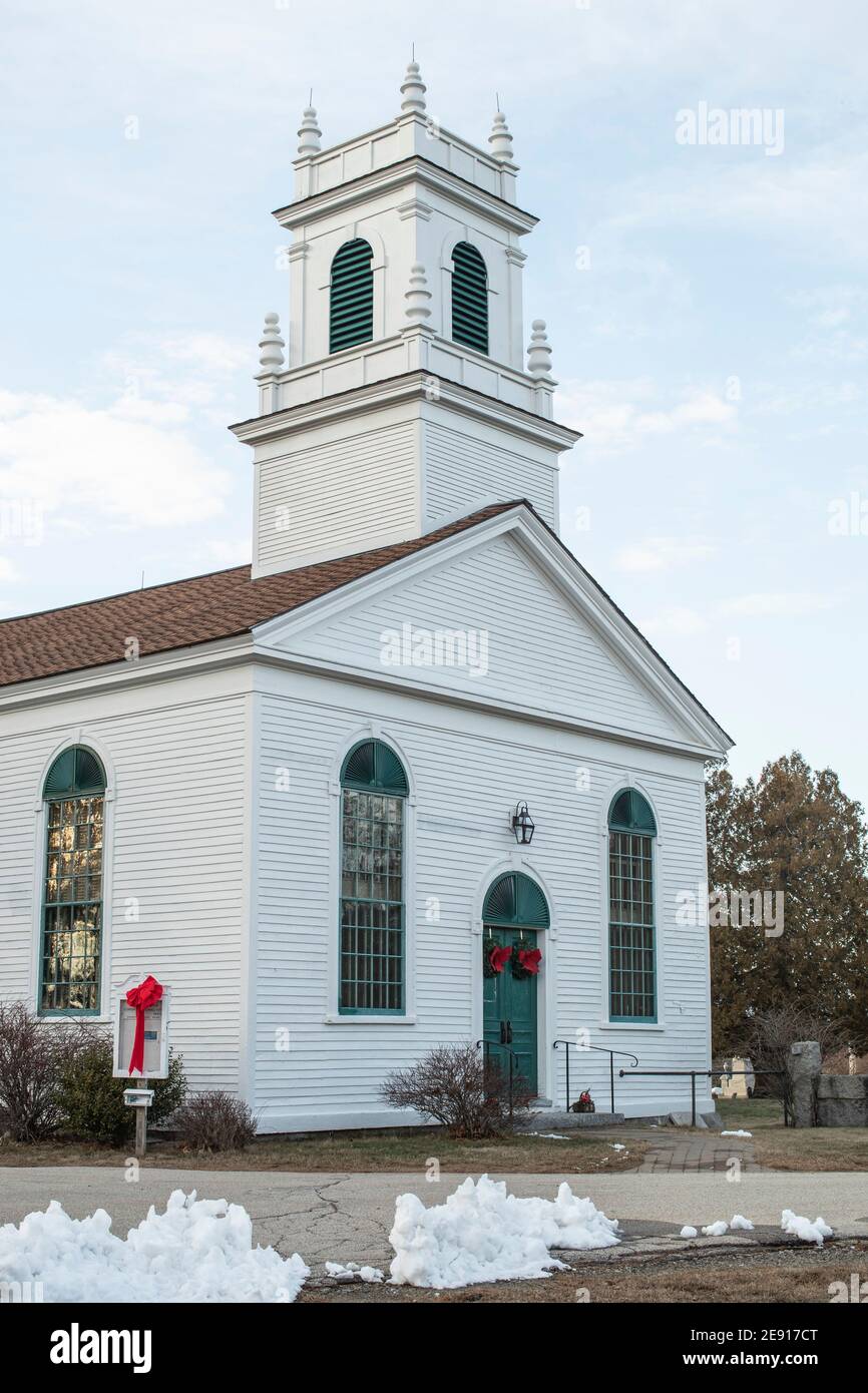 The oldest meeting house in New Hampshire. First meeting was held in 1712. Renovations have been added over the years. Including bell tower and restor Stock Photo