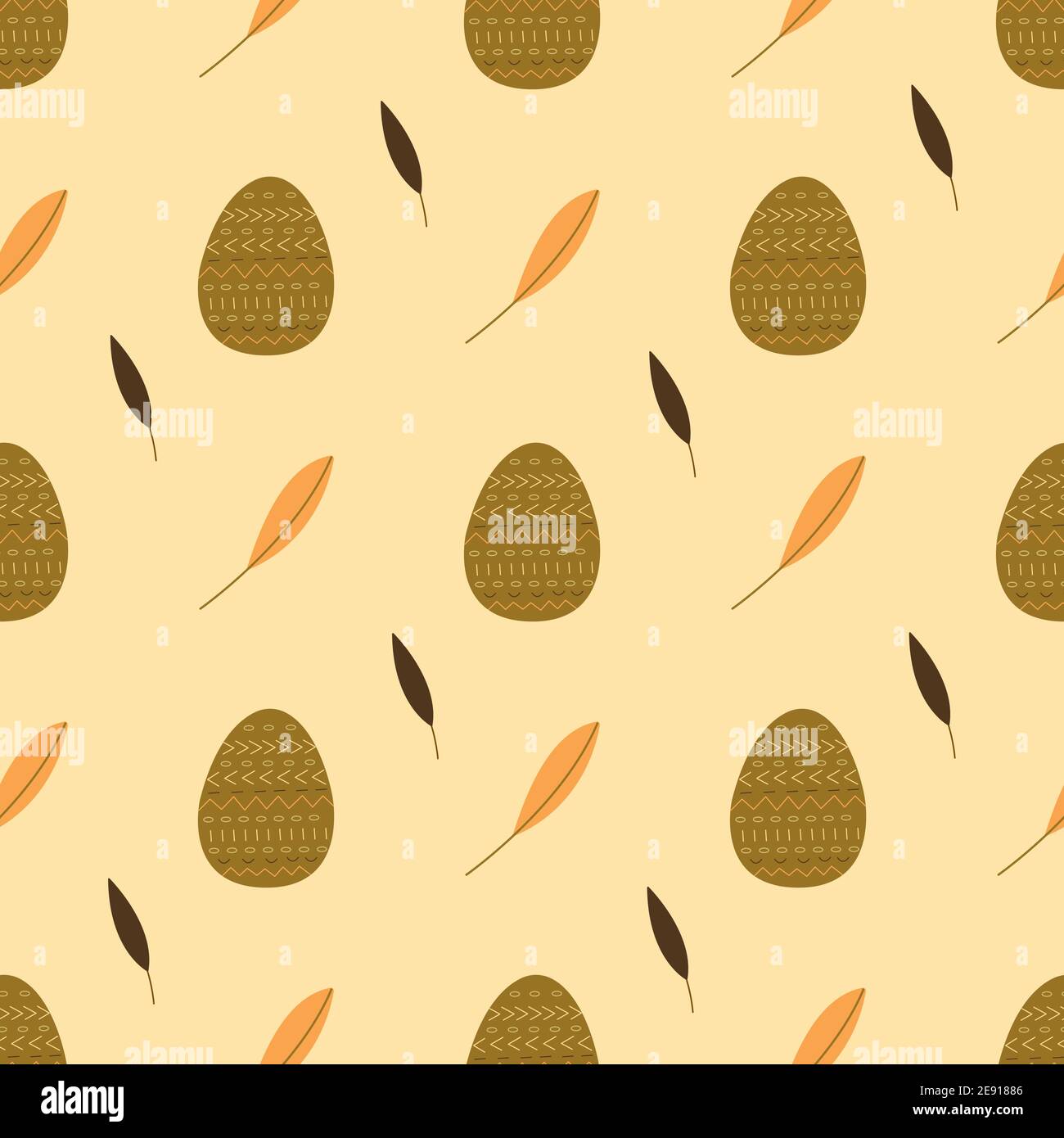 Seamless pattern with Easter eggs and leaves. Happy Easter. Colorful ...