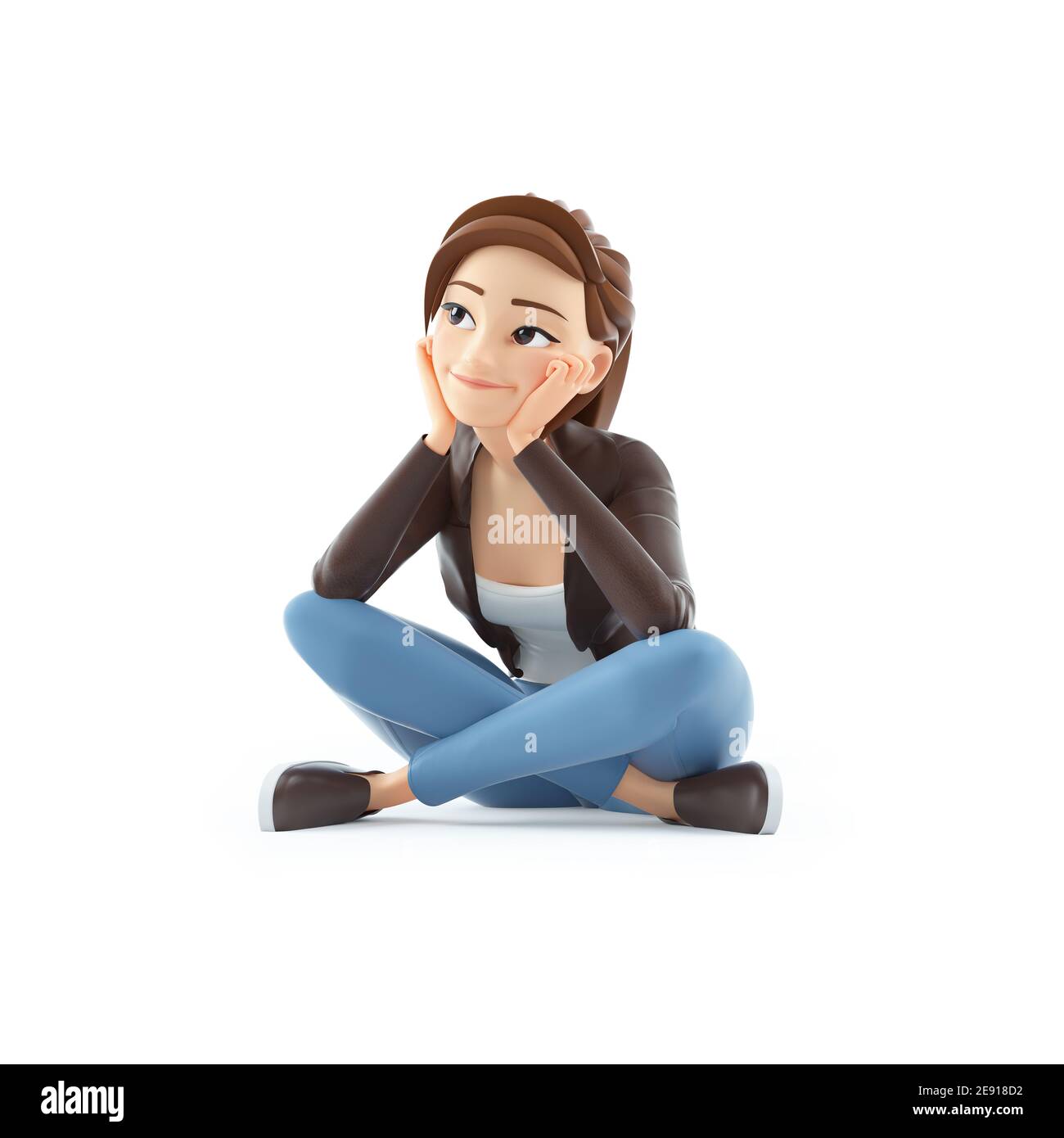 Cartoon attractive woman sitting thinking hi-res stock photography and  images - Alamy