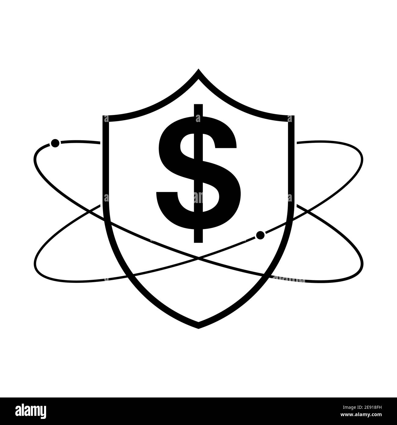 Shield with dollar icon. Linear shield icon. Vector illustration