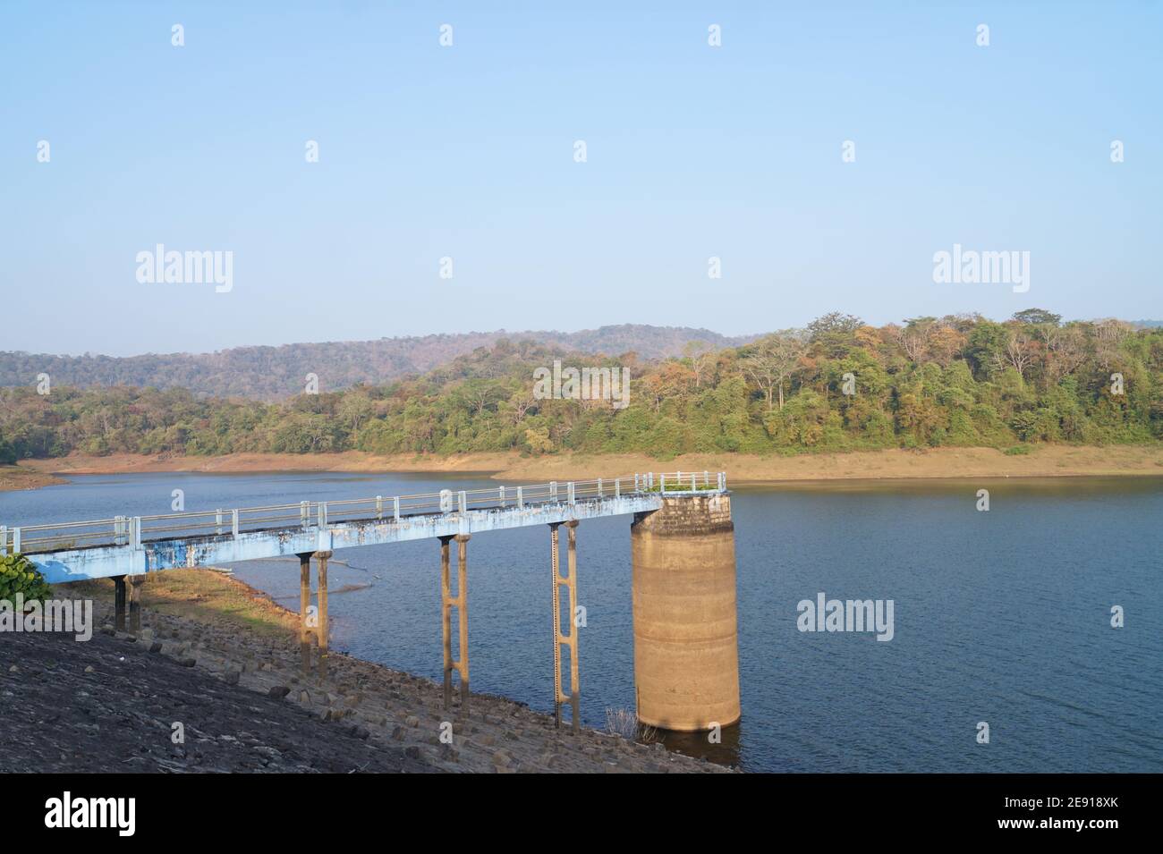 Reservoir of vazhani dam, Thrissur, Kerala, India Stock Photo