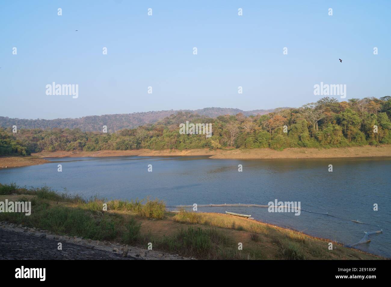 Reservoir of vazhani dam, Thrissur, Kerala, India Stock Photo